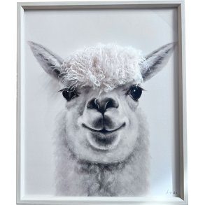 L�rredsprint med maling og h�r 50x60cm