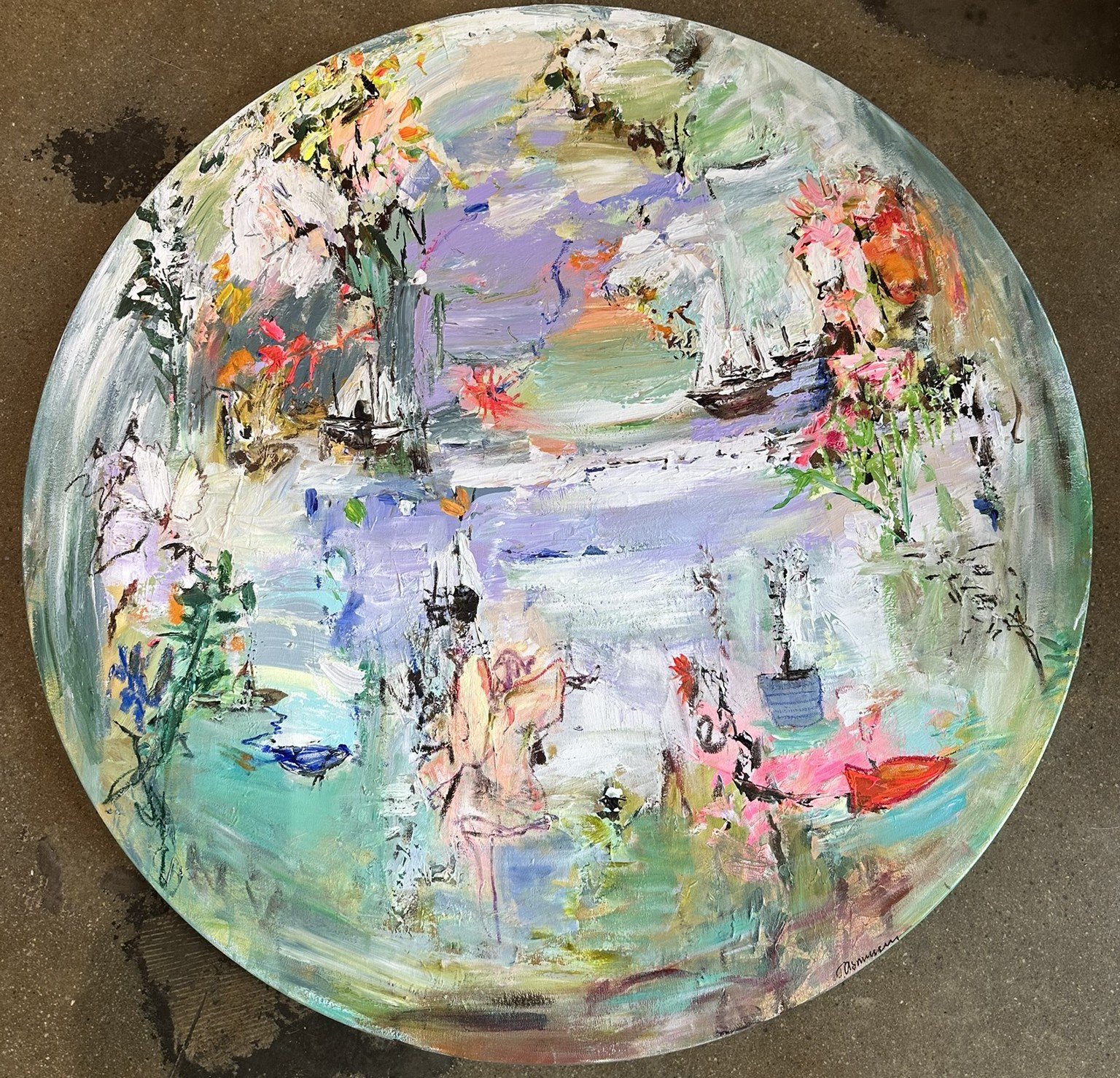 Tina Asmussen, abstrakt maleri rundt �100cm