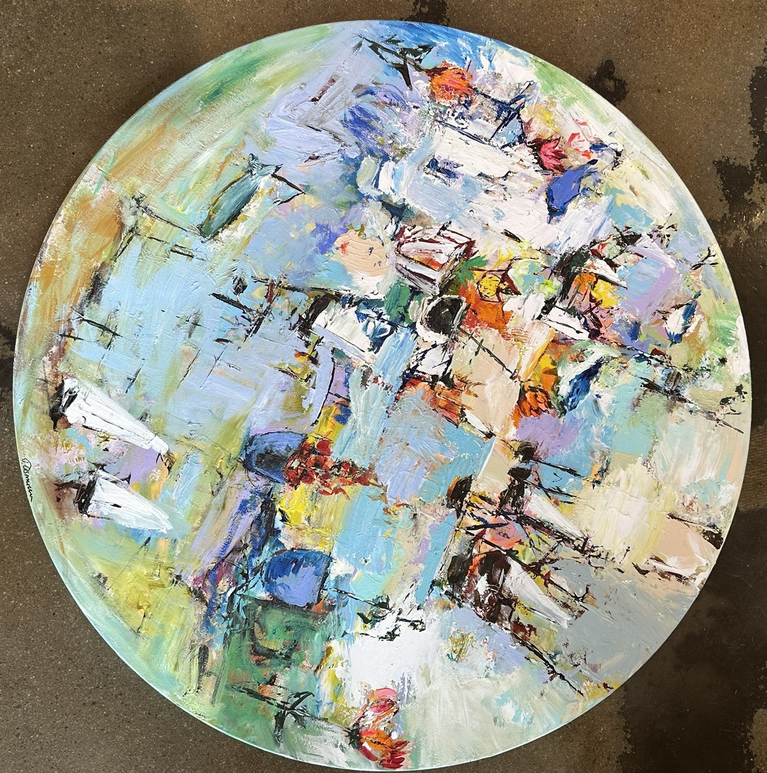 Tina Asmussen, abstrakt maleri rundt �100cm