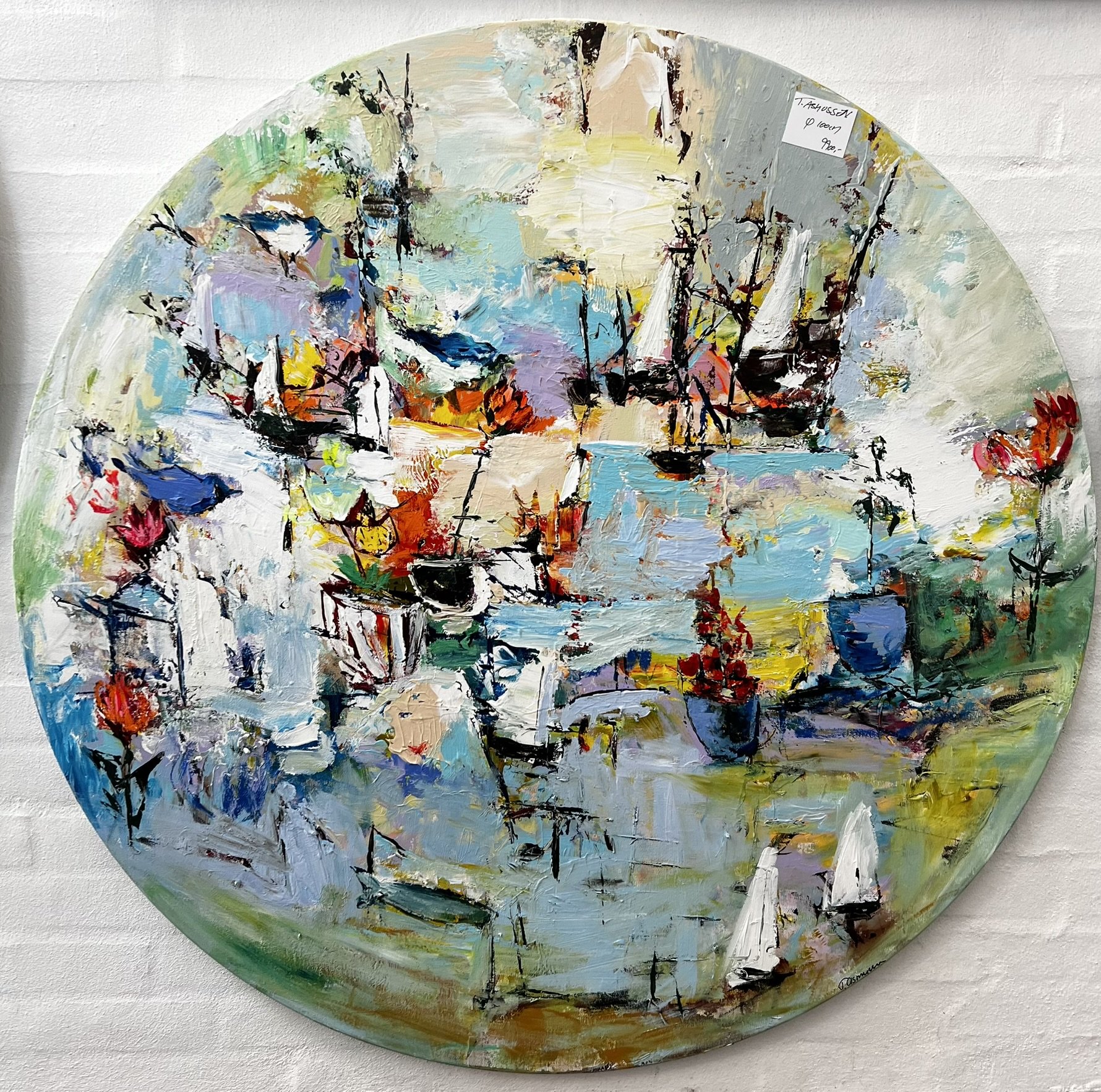 Tina Asmussen, abstrakt maleri rundt �100cm