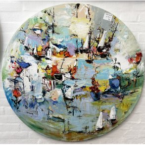 Tina Asmussen, abstrakt maleri rundt �100cm
