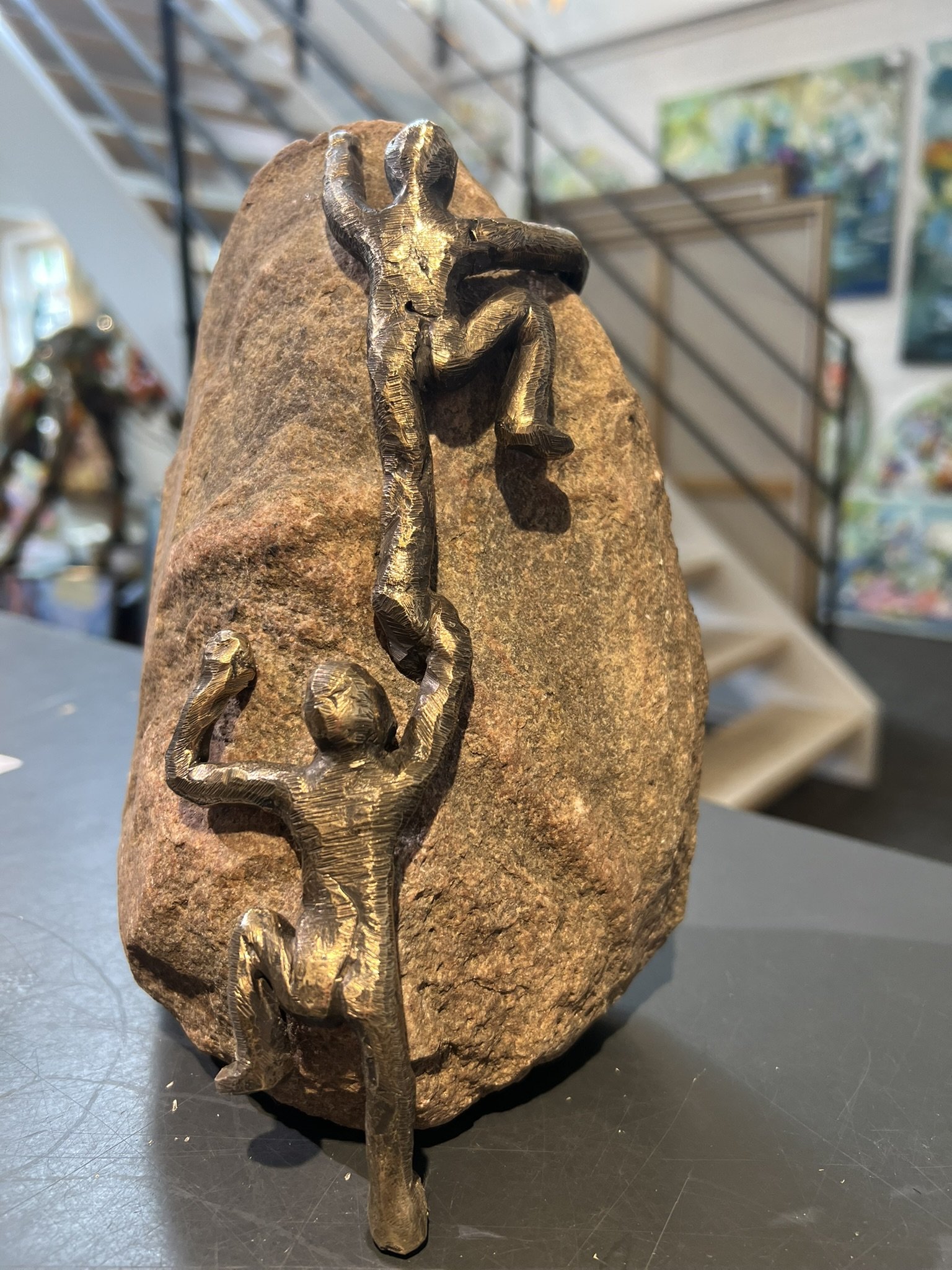 samarbejde, Bronceskulptur af Lisbeth Gundersen