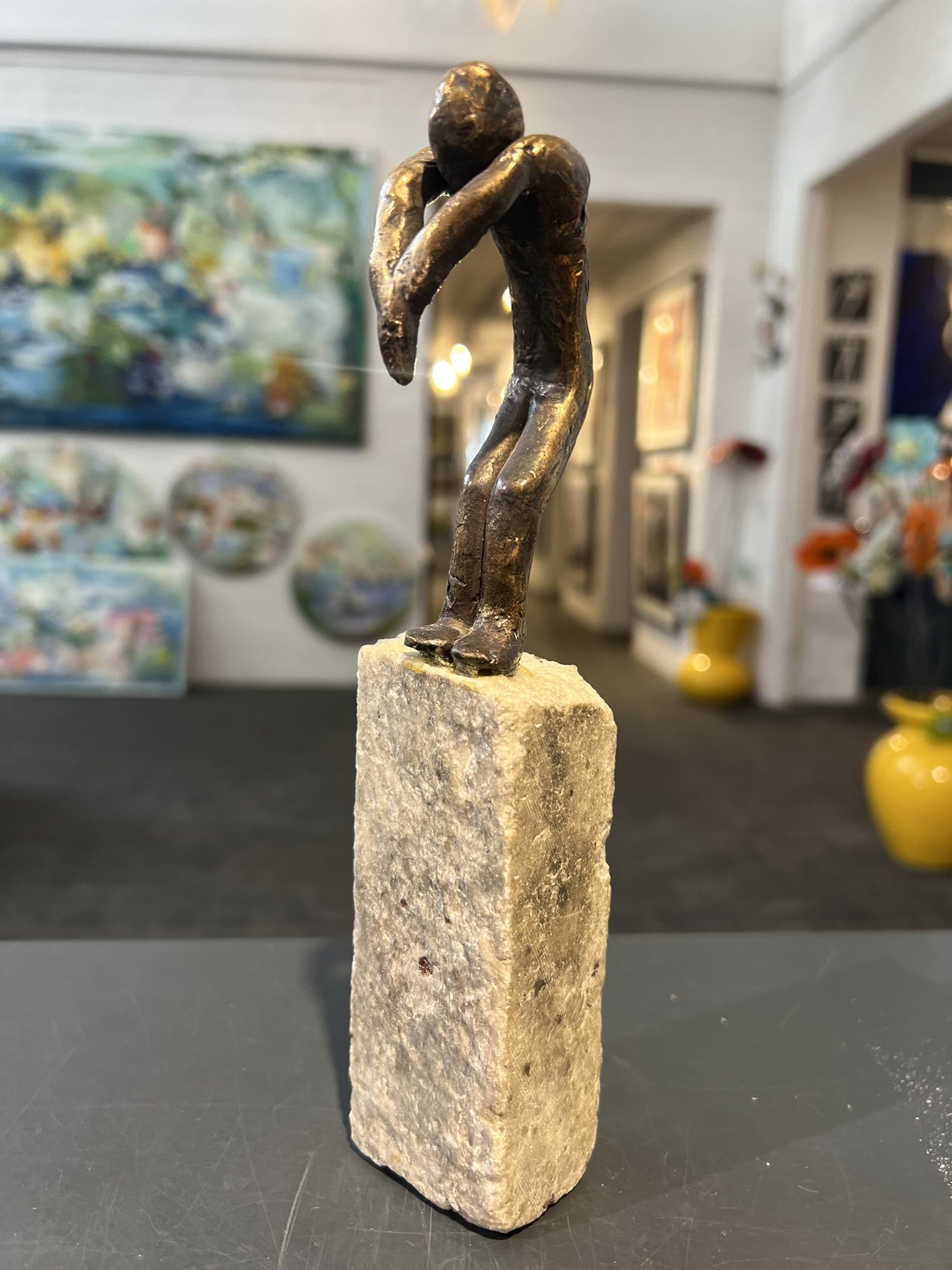 turde ta springet, Bronceskulptur af Lisbeth Gundersen