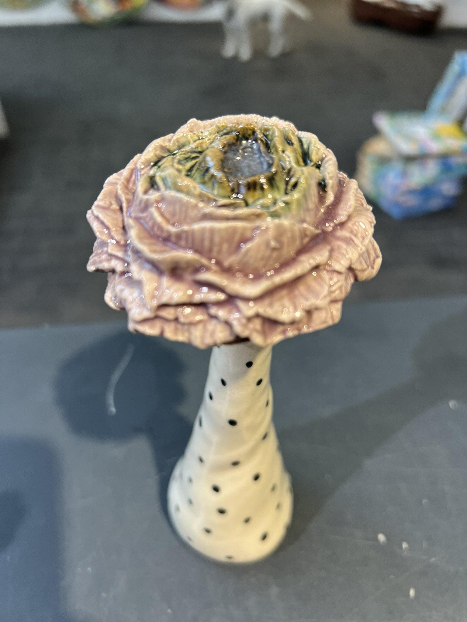 Keramik blomst, Stent�j af Christina Weldingh, h�jde 19cm