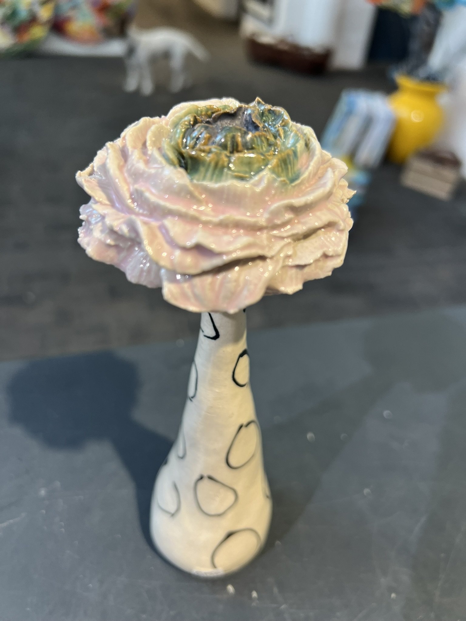 Keramik blomst, Stent�j af Christina Weldingh, h�jde 19cm