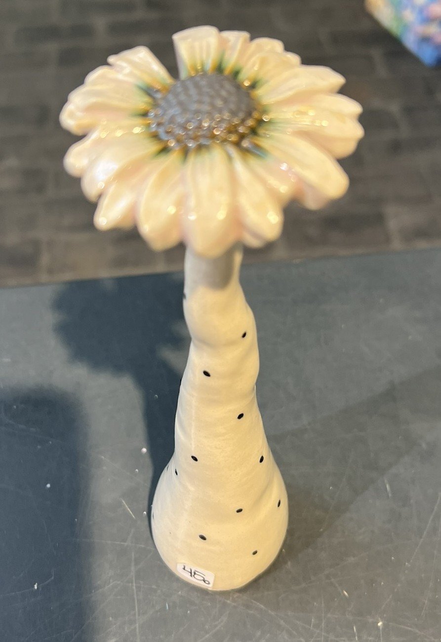 Keramik blomst, Stent�j af Christina Weldingh, h�jde 17cm