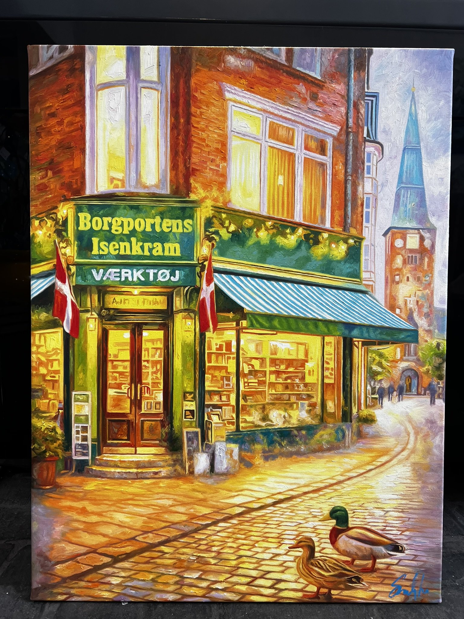Borgportens Isenkram Oliemaleri af Sarah H�i 60x80cm