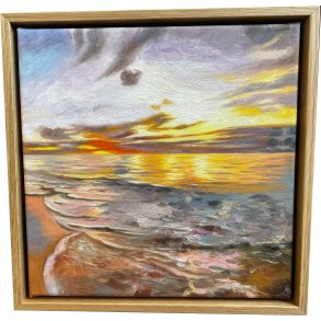 Den danske kyst, oliemaleri af Sarah H�i 30x30cm