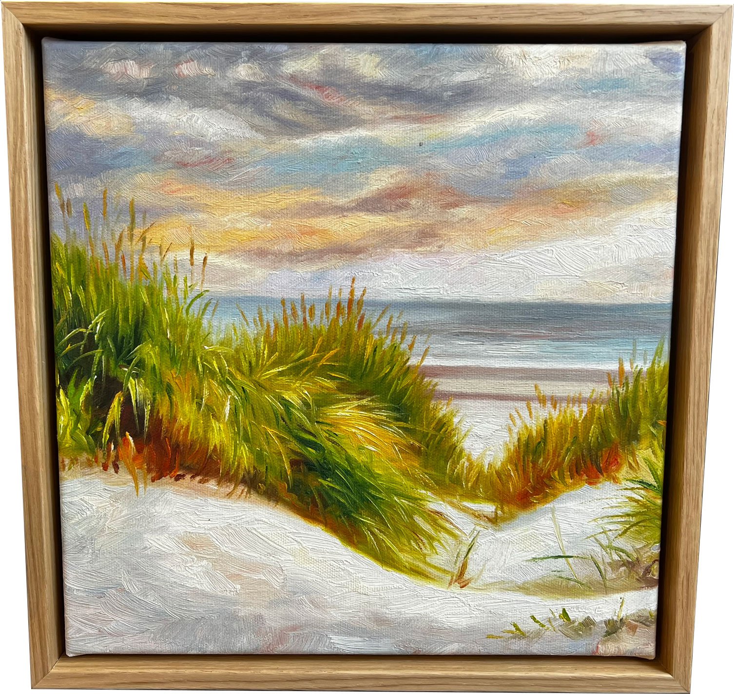 Den danske kyst, oliemaleri af Sarah H�i 30x30cm