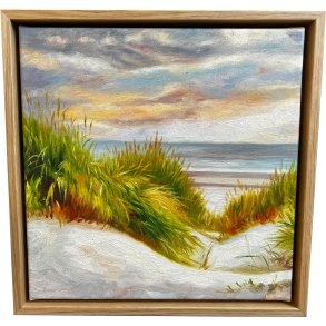 Den danske kyst, oliemaleri af Sarah H�i 30x30cm