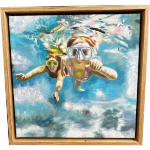 Den danske kyst, oliemaleri af Sarah H�i 30x30cm