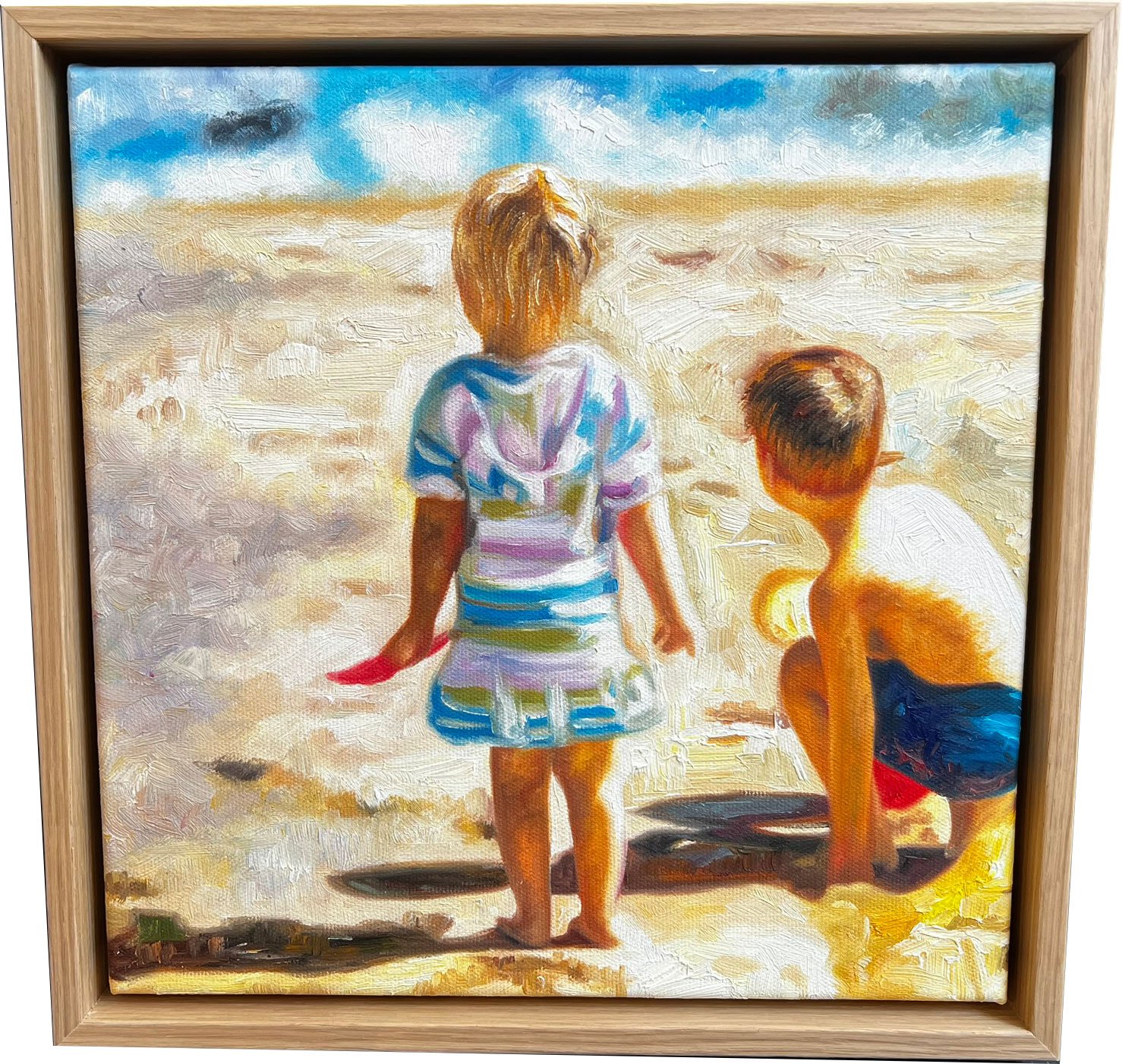 Den danske kyst, oliemaleri af Sarah H�i 30x30cm
