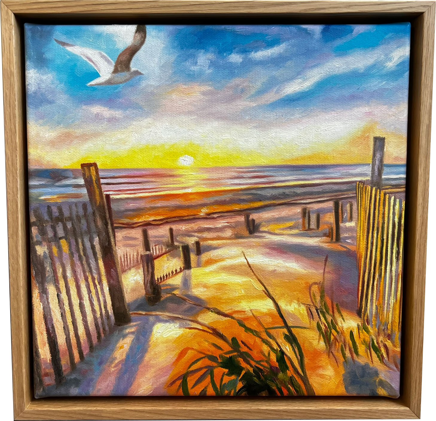 Den danske kyst, oliemaleri af Sarah H�i 30x30cm