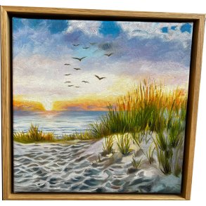 Den danske kyst, oliemaleri af Sarah H�i 30x30cm