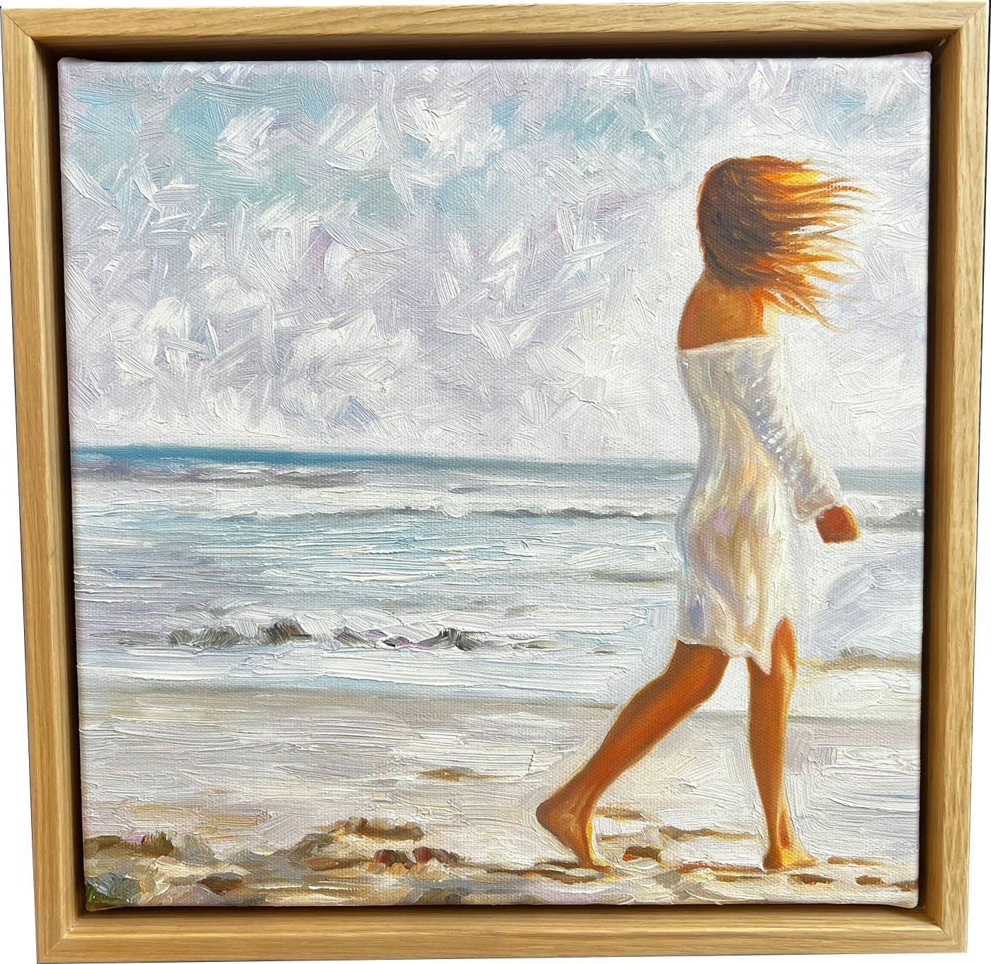 Den danske kyst, oliemaleri af Sarah H�i 30x30cm