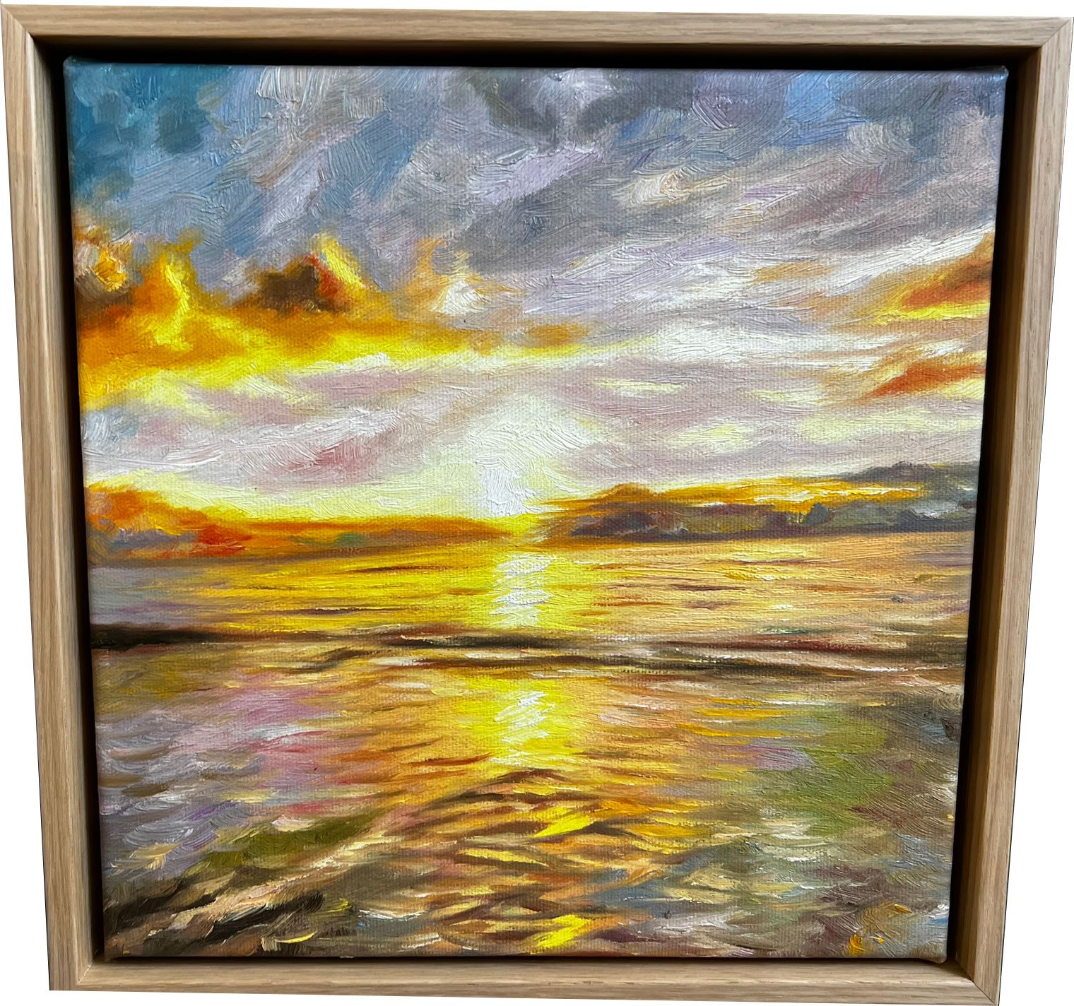 Den danske kyst, oliemaleri af Sarah H�i 30x30cm