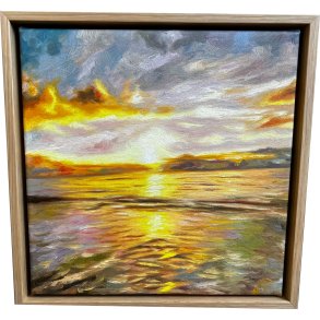 Den danske kyst, oliemaleri af Sarah H�i 30x30cm