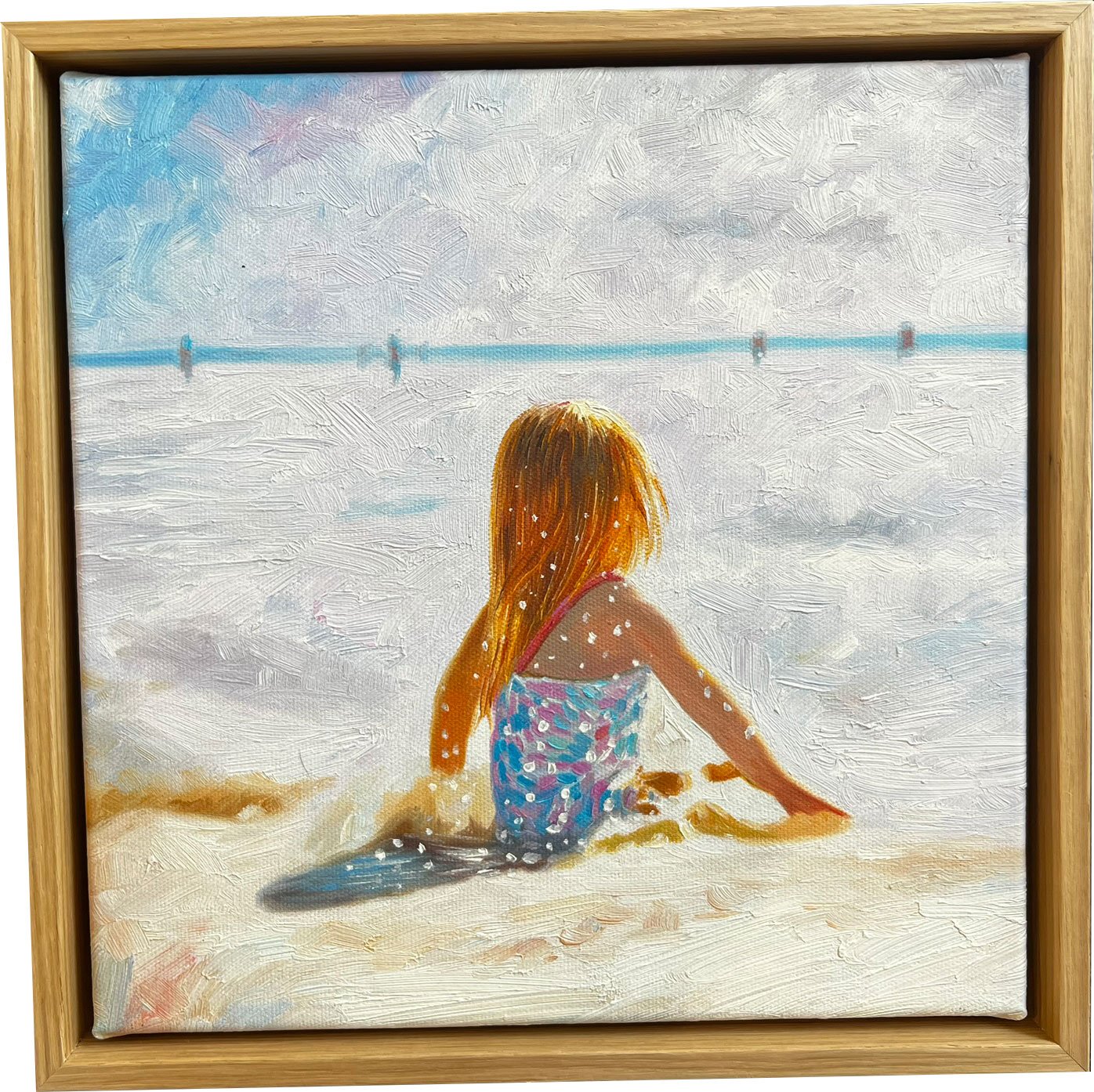 Den danske kyst, oliemaleri af Sarah H�i 30x30cm