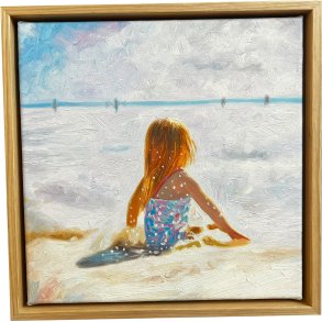 Den danske kyst, oliemaleri af Sarah H�i 30x30cm