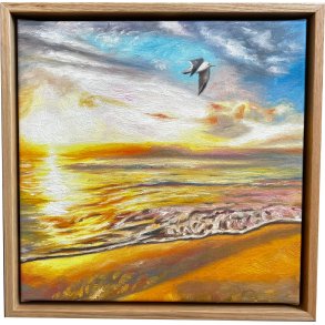 Den danske kyst, oliemaleri af Sarah H�i 30x30cm