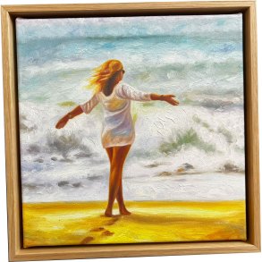 Den danske kyst, oliemaleri af Sarah H�i 30x30cm