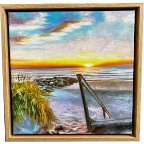 Den danske kyst, oliemaleri af Sarah H�i 30x30cm