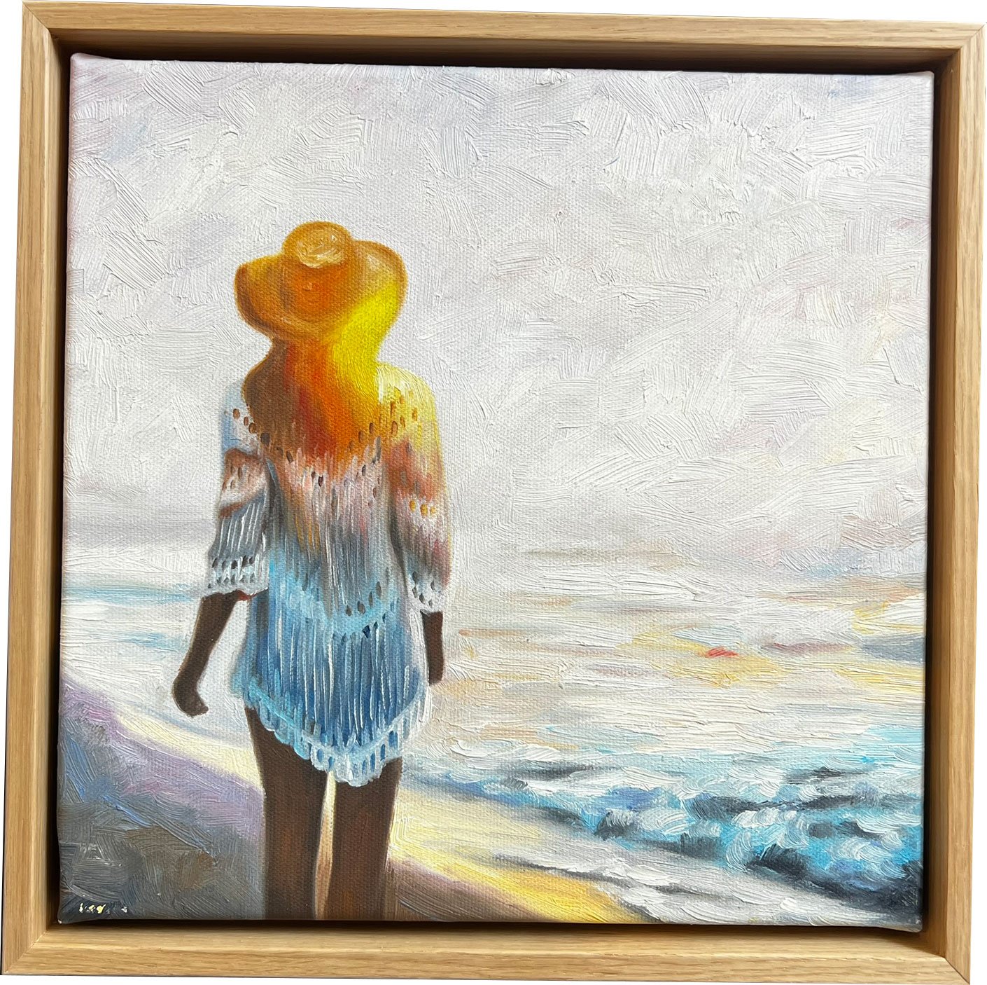 Den danske kyst, oliemaleri af Sarah H�i 30x30cm