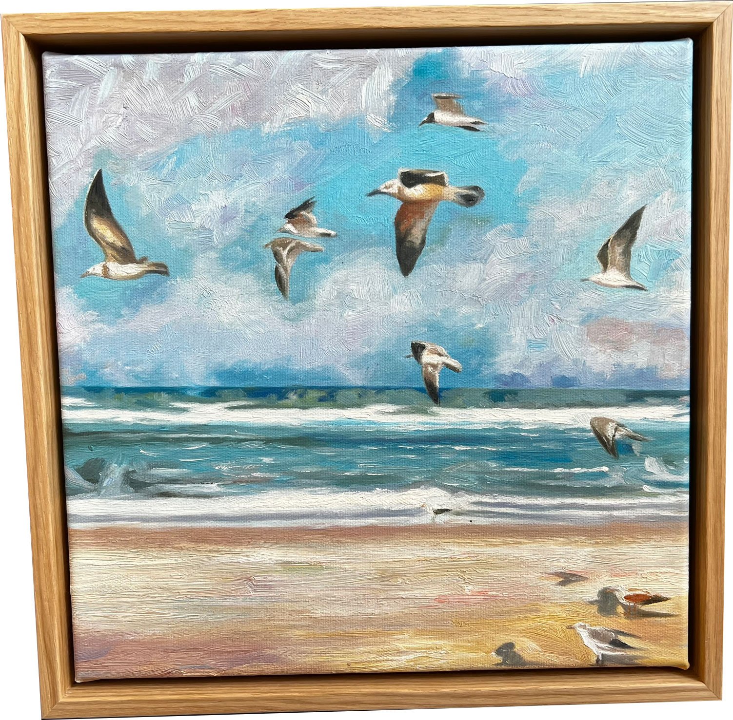 Den danske kyst, oliemaleri af Sarah H�i 30x30cm