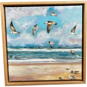 Den danske kyst, oliemaleri af Sarah H�i 30x30cm