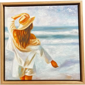 Den danske kyst, oliemaleri af Sarah H�i 30x30cm