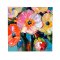 blomster, L�rredsprint med maling 100x100cm