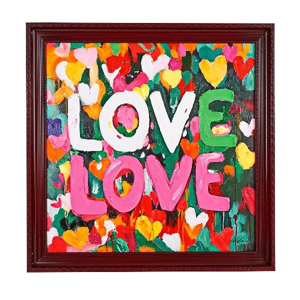 Love, L�rredsprint med maling 100x100cm