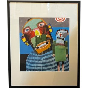 Leif Sylvester, plakat indrammet i passepartout og sort ramme, 40x50cm