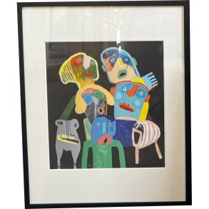 Leif Sylvester, plakat indrammet i passepartout og sort ramme, 40x50cm