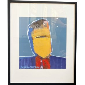 Leif Sylvester, plakat indrammet i passepartout og sort ramme, 40x50cm