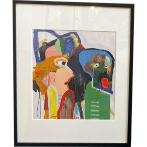Leif Sylvester, plakat indrammet i passepartout og sort ramme, 40x50cm