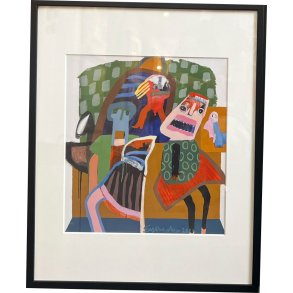 Leif Sylvester, plakat indrammet i passepartout og sort ramme, 40x50cm
