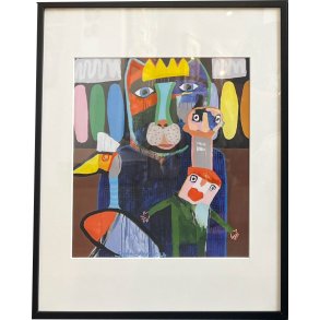 Leif Sylvester, plakat indrammet i passepartout og sort ramme, 40x50cm