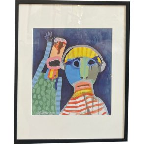 Leif Sylvester, plakat indrammet i passepartout og sort ramme, 40x50cm