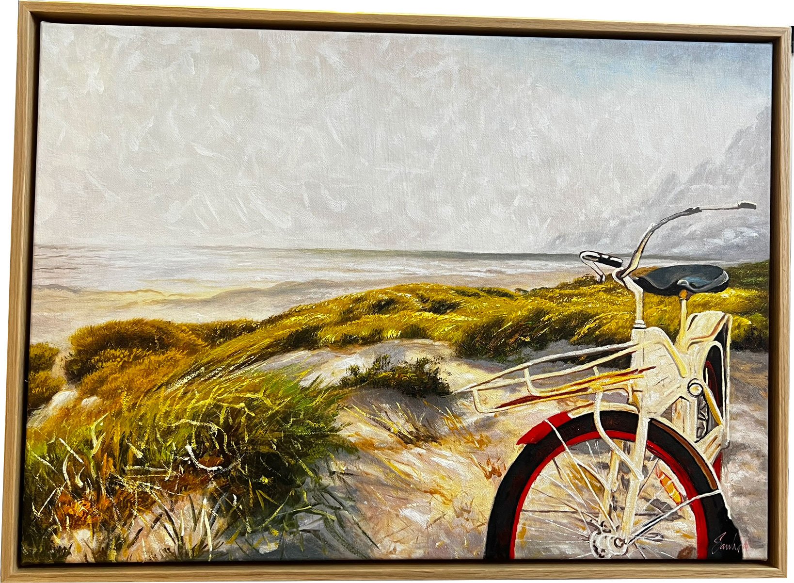 Ved Havet, oliemaleri af Sarah H�i 50x70cm