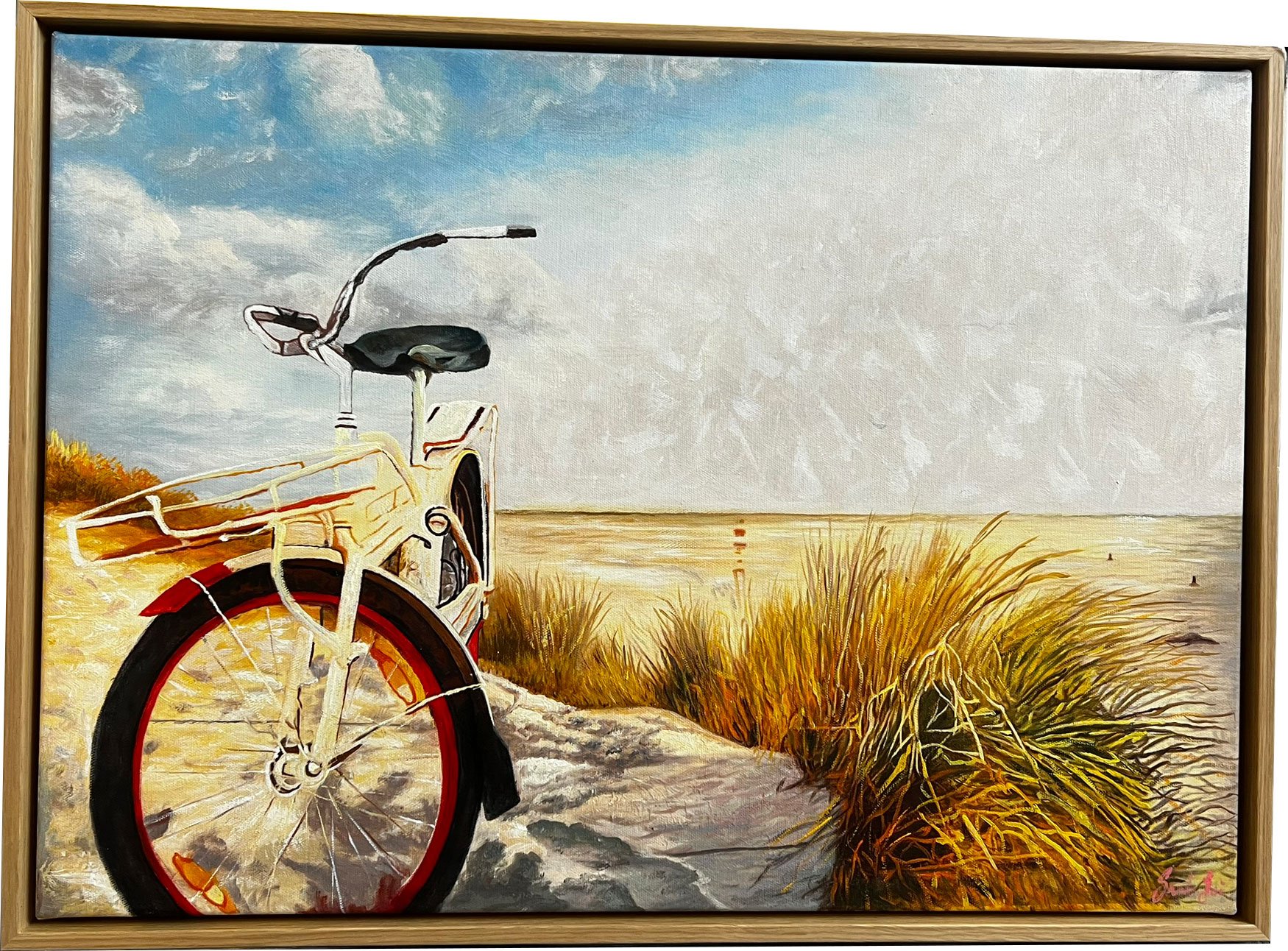 Ved Havet, oliemaleri af Sarah H�i 50x70cm