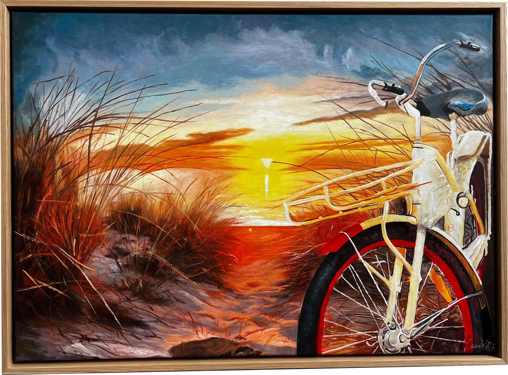Ved Havet, oliemaleri af Sarah H�i 50x70cm