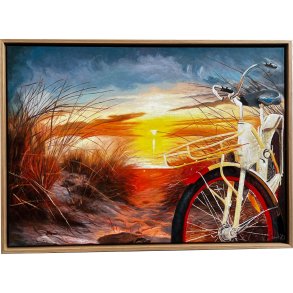 Ved Havet, oliemaleri af Sarah H�i 50x70cm