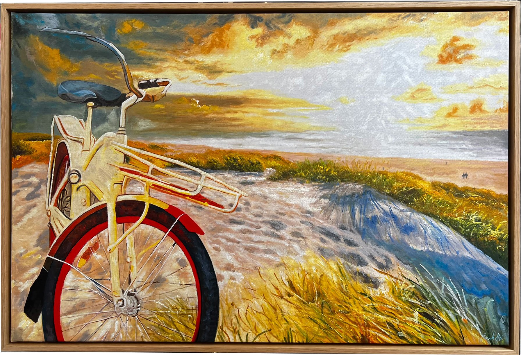 Ved Havet, oliemaleri af Sarah H�i 60x90cm