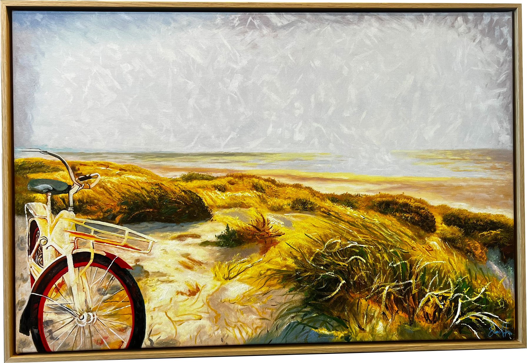 Ved Havet, oliemaleri af Sarah H�i 60x90cm