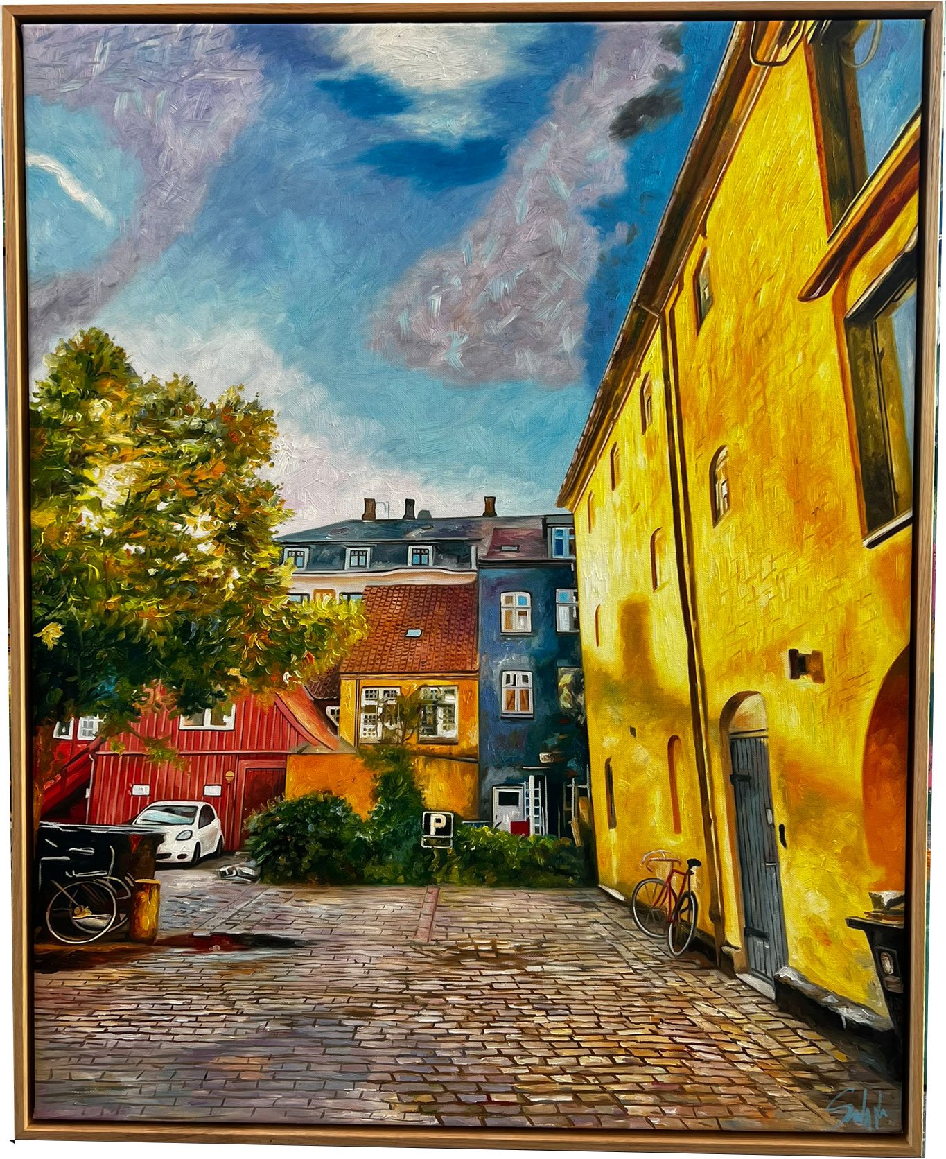 Oliemaleri, Aarhus latinerkvarteret 80x100cm af Sarah H�i