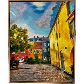 Oliemaleri, Aarhus latinerkvarteret 80x100cm af Sarah H�i