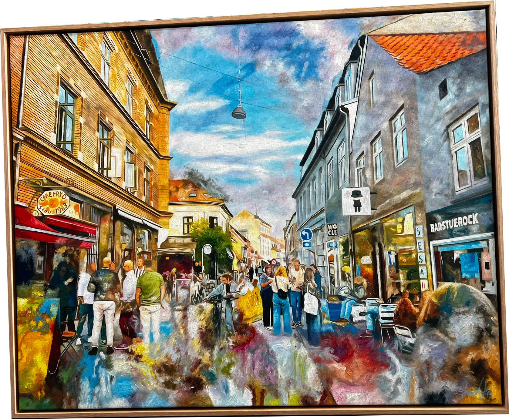 Oliemaleri, Aarhus latinerkvarteret 80x100cm af Sarah H�i