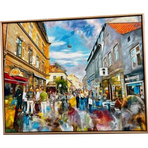 Oliemaleri, Aarhus latinerkvarteret 80x100cm af Sarah H�i