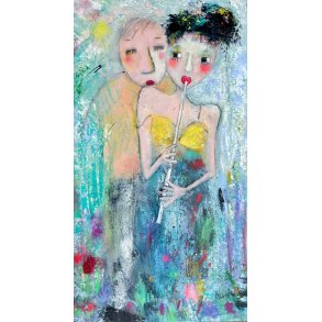 For fl�jte og henteg�r, maleri af Inge Merete Gross 30x30cm